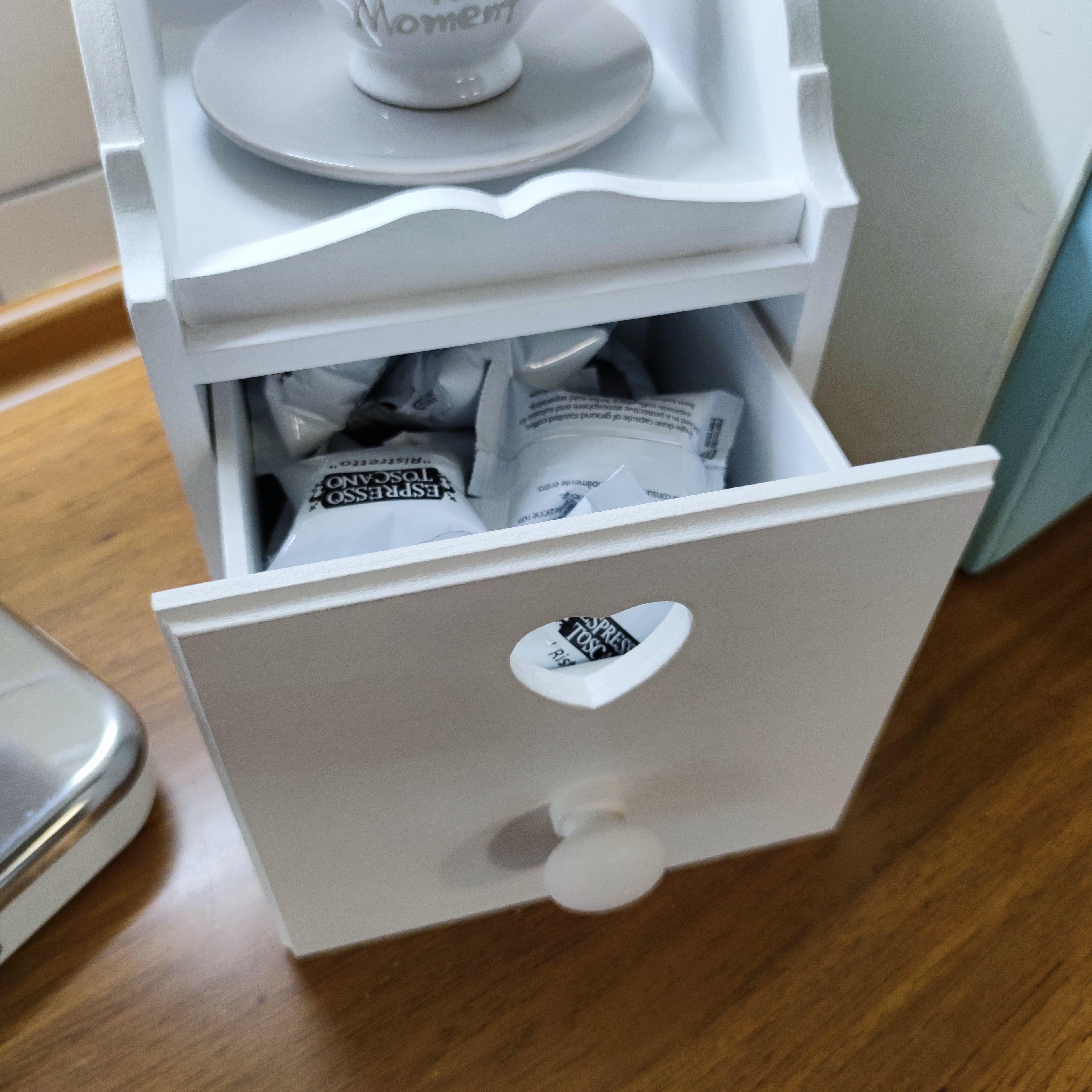 Porta Cialde caffè shabby chic con cassetti fatto a mano